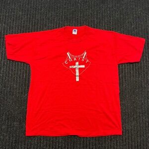 Vintage Russell Athletic Red Christ Golden Gate Bridge T-Shirt XL Made in USA